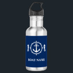 Garrafa Seu nome de barco Seacavalo Anchor Azul<br><div class="desc">Seu Nome De Barco Seacavalo Anchor Blue Water Bottle</div>