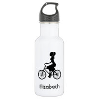 Silhouette de Ciclista de Raparigas Retro