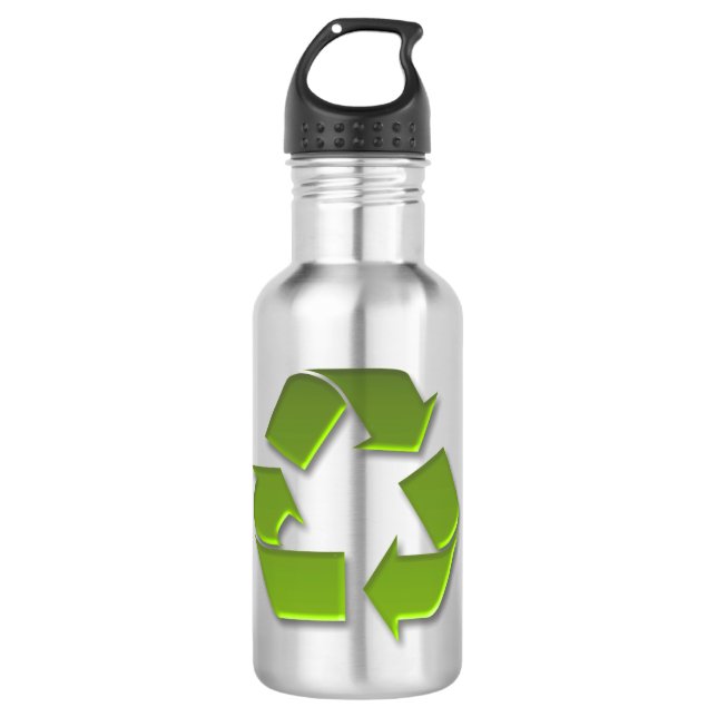 Garrafa Símbolo de reciclagem verde da PixDezine (Frente)