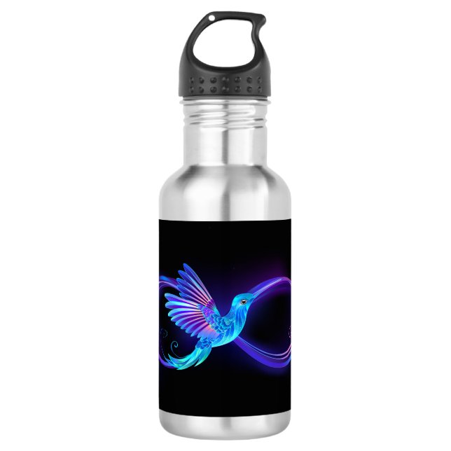 Garrafa Símbolo Neon Infinity com Hummingbird brilhante (Frente)
