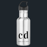 Garrafa Sinais do monograma preto<br><div class="desc">Um fundo transparente. Texto a preto. Personalize e adicione suas iniciais de monograma e seu nome. Para ele e para ela.</div>