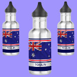 Garrafa Sinalizador Personalizado da Austrália<br><div class="desc">Garrafa de água de aço inoxidável da bandeira da Austrália personalizada. Um governante personalizado é perfeito para os estudantes. Personalize-o com o seu nome para uma aparência exclusiva de cinta.</div>