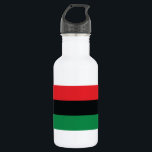 Garrafa Sinalizador vermelho, preto e verde<br><div class="desc">As três cores pan-africanas na bandeira representam: RED: o sangue que une todas as pessoas da ancestralidade negra africana, e derramou pela libertação; BLACK: pessoas negras cuja existência como nação, mas não como estado-nação, é afirmada pela existência da bandeira; e GREEN: a riqueza natural abundante da África. Vintage Old School...</div>