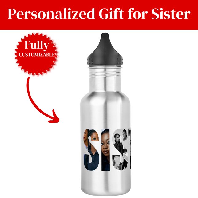 Garrafa Sisters Photo Collage Water Bottle Gift (Sisters Photo Collage Water Bottle Gift)