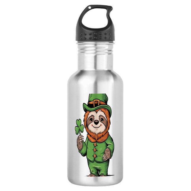 Garrafa Sloth Dia de São Patrício Irish Lucky (Frente)