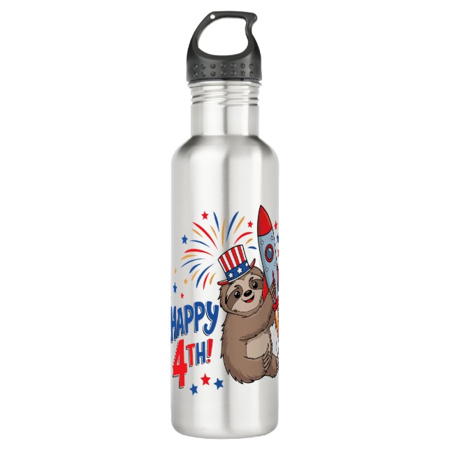 Garrafa Sloth Happy 4th Rocket Fireworks EUA (Frente)
