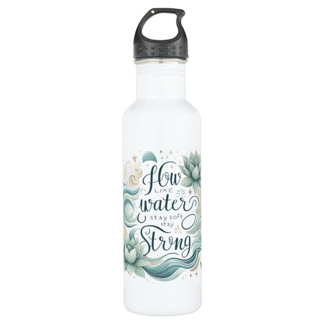 Garrafa Soft Strength Quote in Flowing Water Design (Frente)