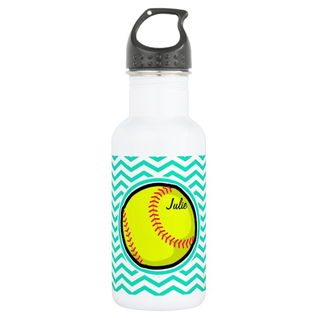 Garrafa Softball; Aqua Green Chevron (Frente)