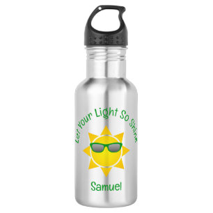 Garrafa Sol com Slogan e Nome de Óculos Verdes