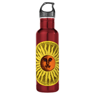 Garrafa Sol Sorridente Feliz Hippie Amarelo Celestial Vint