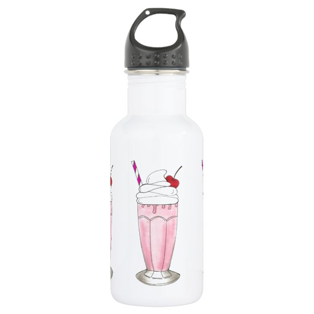 Garrafa Sorvete de Morango Rosa Shake Milkshake Dessert (Frente)