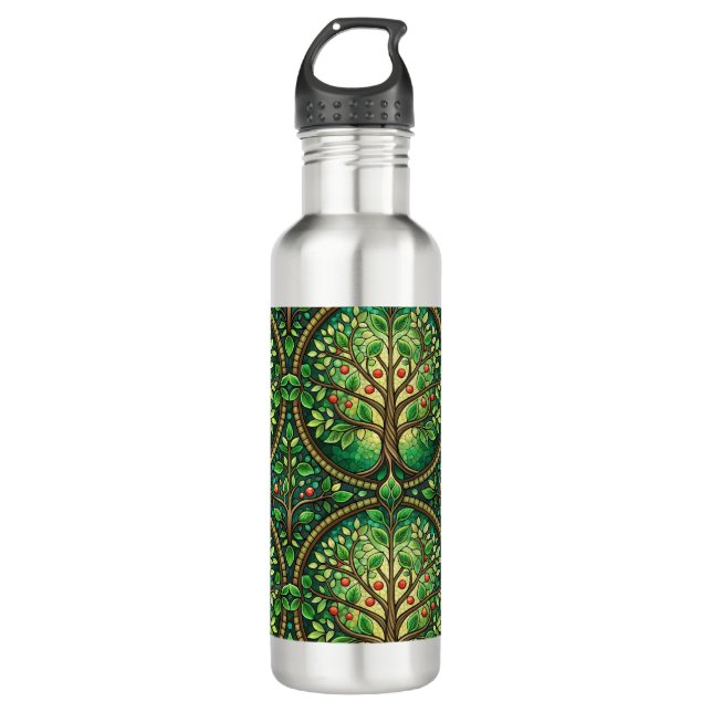 Garrafa Stainless steel water bottles with intricate green (Frente)