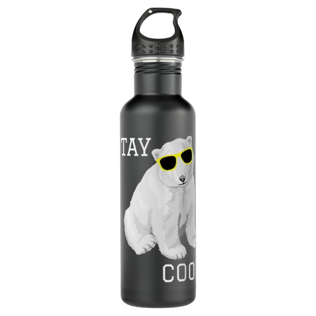 Garrafa Stay Cool Cute Baby Polar Bear Cub With Sunglasses (Frente)