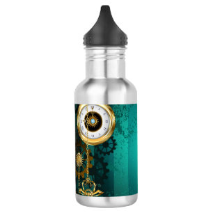 Garrafa Steampunk Jewelry Watch em um fundo verde