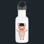 Garrafa Suíno em Boné de formatura<br><div class="desc">Um porco giro em boné de formatura contra um fundo branco. Você pode alterar a cor do plano de fundo selecionando "Personalizar",  escolhendo uma cor a partir do amplo conjunto de cores de fundo.</div>
