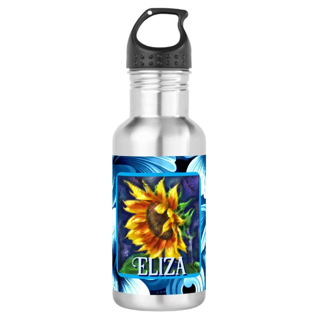 Garrafa Sunflower at Night Flower Floral Personalized (Frente)
