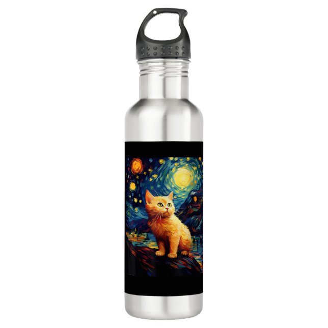 Garrafa Surreal Starry Night Munchkin Cat (Frente)