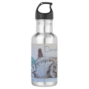 Garrafa Tabby Cat Cute Aqua Brincando Mulheres Garotas