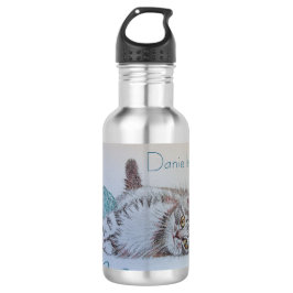 Garrafa Tabby Cat Cute Aqua Jogando Mulheres Meninas