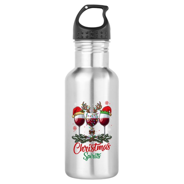 Garrafa Taças de Vinho Espíritos de Natal Rena Galhadas Pi (Frente)