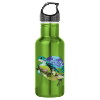 Garrafa Tartarugas de Nado no Mar de Verão Vida Oceânica