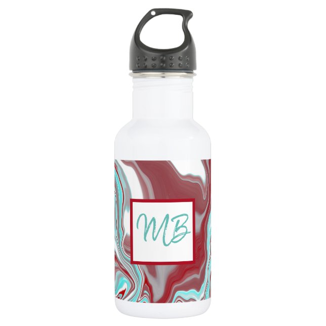 Garrafa Teal, Borgonha, Mármaco Vermelho e Branco (Frente)