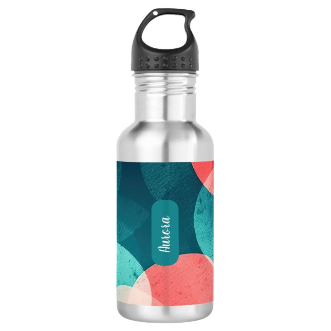 Garrafa Teal e Coral vibrantes (Frente)