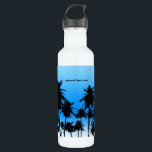 Garrafa Tema tropical de Palm Trees Blue Beach<br><div class="desc">Palmeiras Blue Beach Tropical Theme Water Bottle.</div>