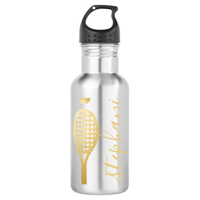 Garrafa Tênis personalizado preto e Dourado (Frente)