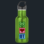 Garrafa Terapia ocupacional do amor da paz<br><div class="desc">Um sinal de paz,  o coração,  e as letras OT fazem um excelente para um terapeuta ocupacional.</div>