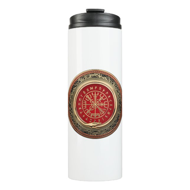 Garrafa Térmica [200] Vegvisir - Viking Dourado Magic Runic Compas (Frente)