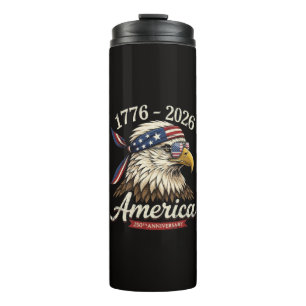 Garrafa Térmica 250 Anos América 1776 2026 Águia Vintage