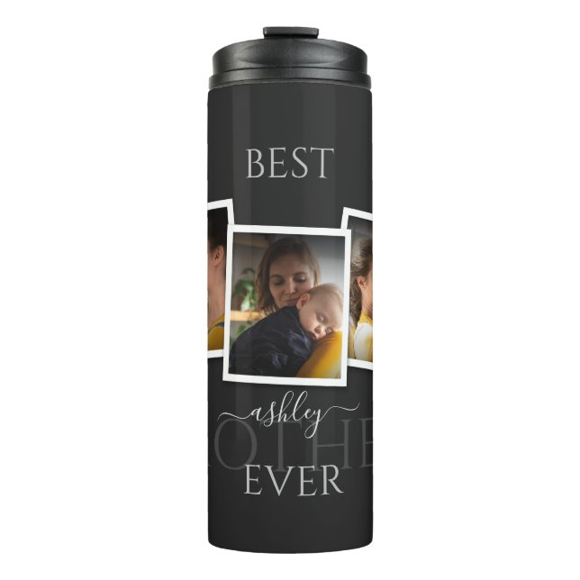 Garrafa Térmica 3 Colagem de Fotografias Dia de as mães memorável  (Frente)