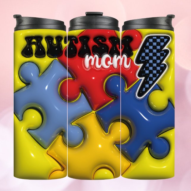 Garrafa Térmica 3d Autismo Inflado Mãe - Quebra-cabeça Tumbler (Criador carregado)