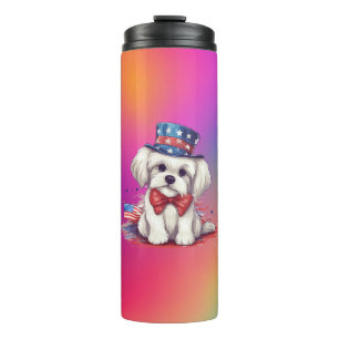 Garrafa Térmica 4º de julho Cachorro Branco Cute-43568