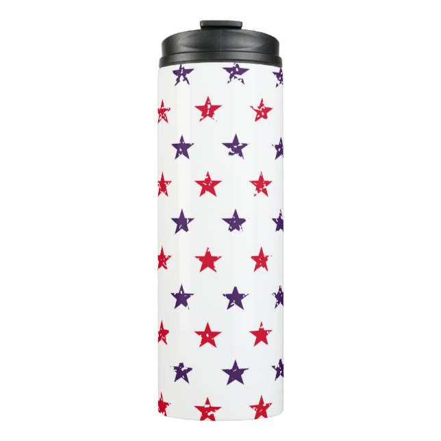 Garrafa Térmica 4th of July Stars Grunge Abstract Seamless Pattern (Frente)