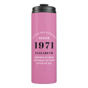 Garrafa Térmica 50º Aniversário de 1971 Preto Rosa Para Sua Person
