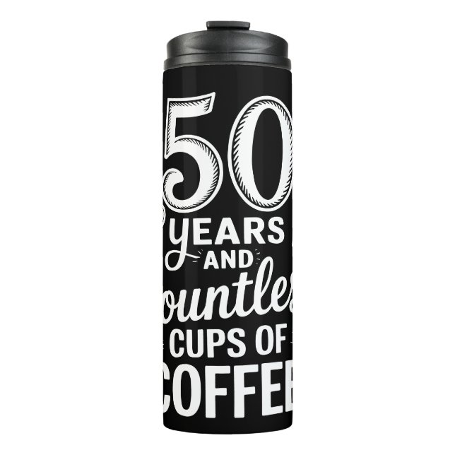 Garrafa Térmica 50 Anos e Inúmeras Xícaras de Café  (Frente)
