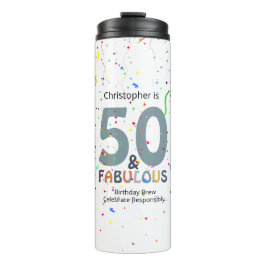 Garrafa Térmica 50 & Fabuloso Aniversário Personalizado com Confet