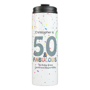 Garrafa Térmica 50 & Fabuloso Aniversário Personalizado com Confet