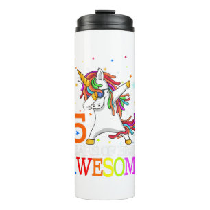 Garrafa Térmica 5 Birthday Dabbing Unicorn Party - Presente 5 Anos