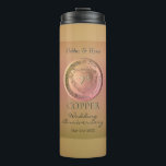 Garrafa Térmica 7, 22º Aniversário do Cobre Tumbler<br><div class="desc">O 7 e o 22º aniversário de casamento marcado pelo metal de cobre de Godess Venus,  merece um medalhão de coração numa adorável caixa de vinho. Também estou disponível para ilustrações personalizadas especialmente e feitas para você,  apenas me mande e eu volto logo!</div>