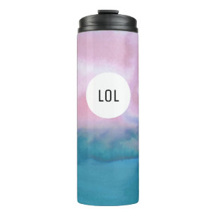 Garrafa Térmica A aguarela acena o MONOGRAMA cor-de-rosa do teste