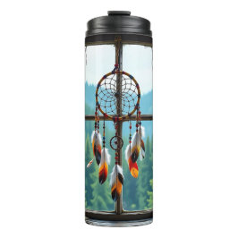 Garrafa Térmica A Dreamcatcher in a Window overlooking Mountains