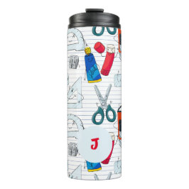 Garrafa Térmica A escola engraçada fornece personagens. Inicial pe