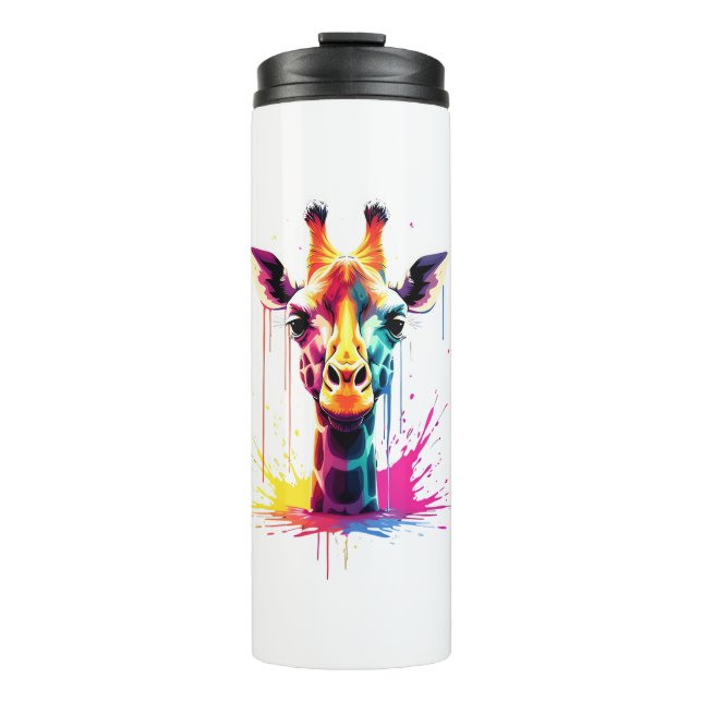Garrafa Térmica A girafa colorida para o engraçado (Frente)
