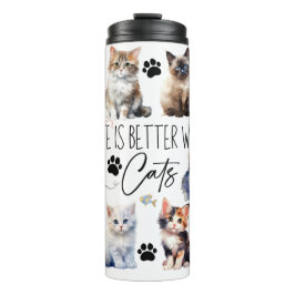 Garrafa Térmica A vida é melhor com o Tumbler Térmico dos Gatos