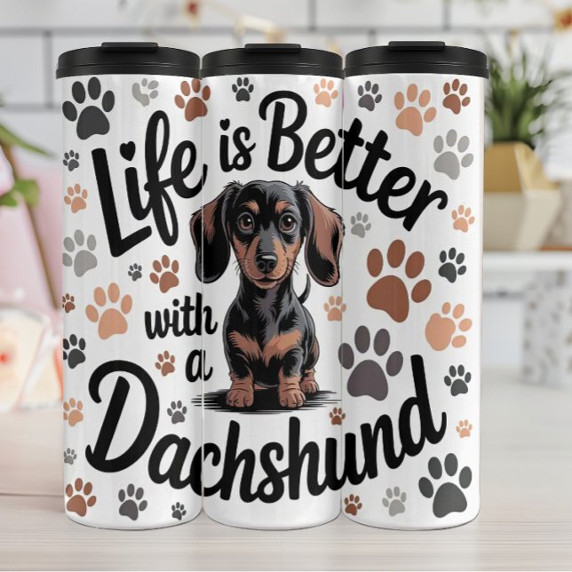 Garrafa Térmica A vida é melhor com um Dachshund (Criador carregado)