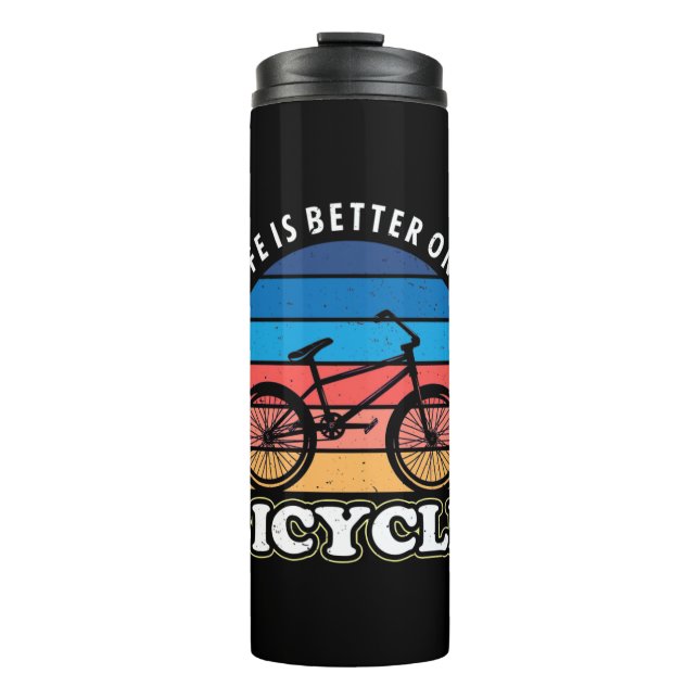 Garrafa Térmica A Vida É Melhor Num Bicicleto (Frente)