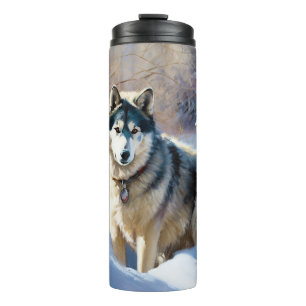Garrafa Térmica Aaskan Malamute Deixe Nevar Natal